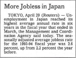 1994-5-9 Unemployment Japanese Style Reuters